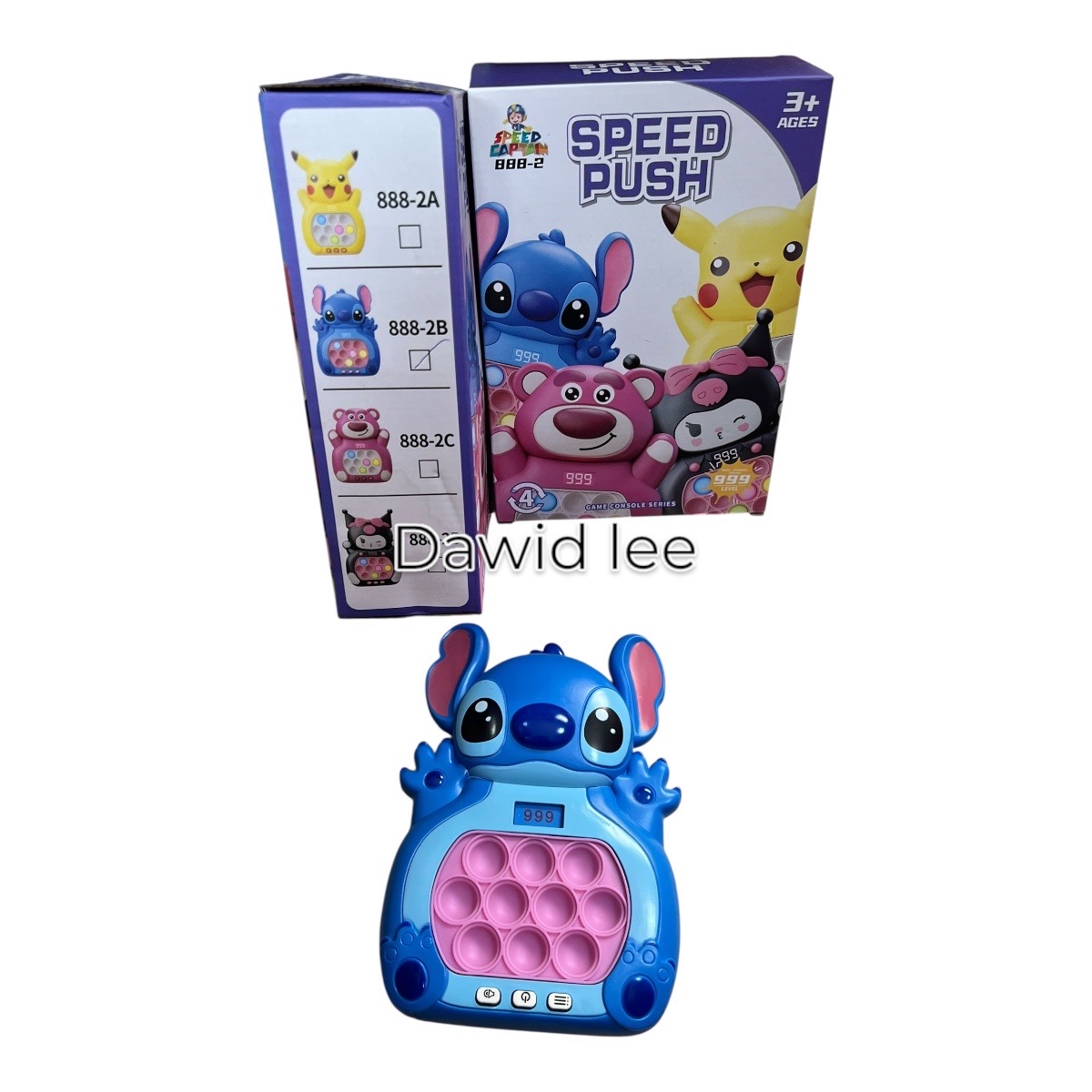 gra popit stitch, kuromi, pokemon