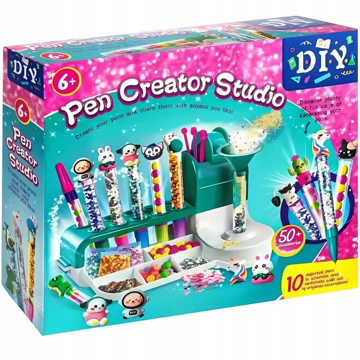 FABRYKA DŁUGOPISÓW ZESTAW KREATYWNY ART DIY DŁUGOPIS BROKATY DLA DZIECI