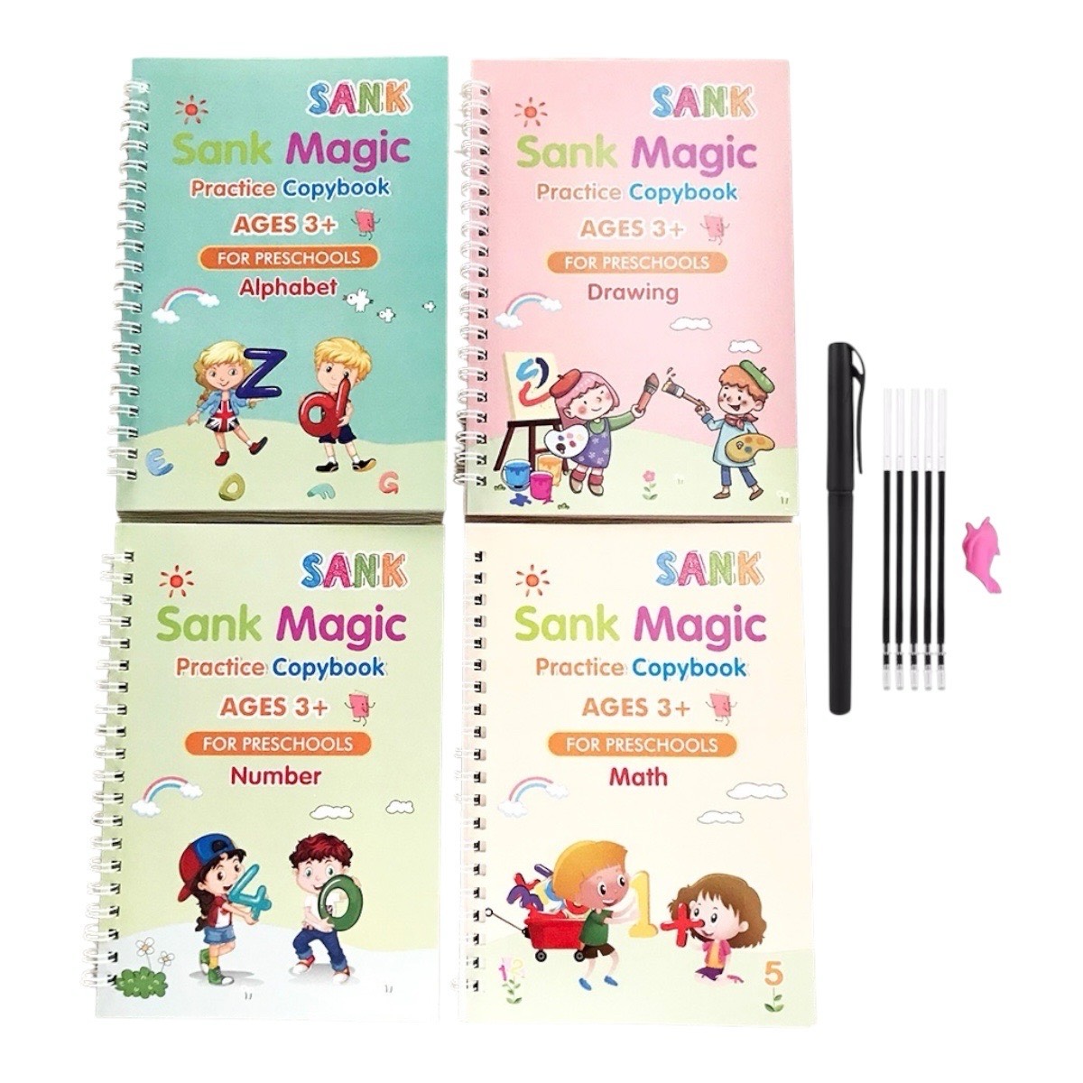 sank magic 4pcs MAGICZNE KSIĄŻECZKI NAUKA PISANIA DŁUGOPIS ZESTAW