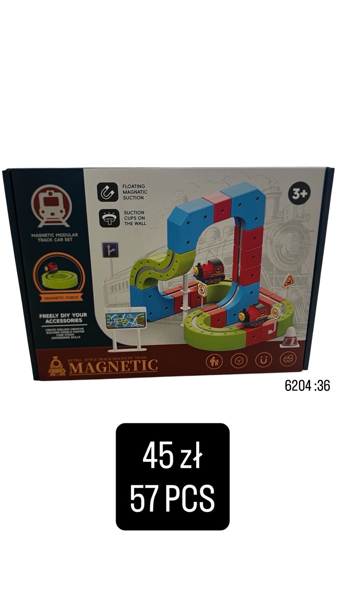 Klocki Magnetyczne pociąg 57pcs
